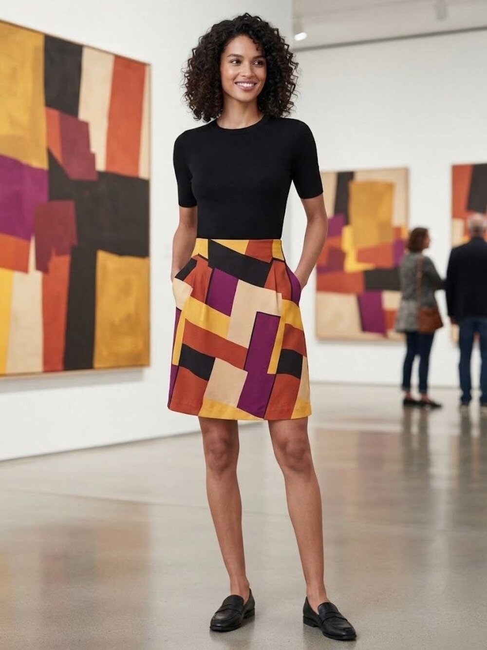 Apostrophe Multicolor Geometric Abstract Print Womens Skirt Size 10 Polyester Fa